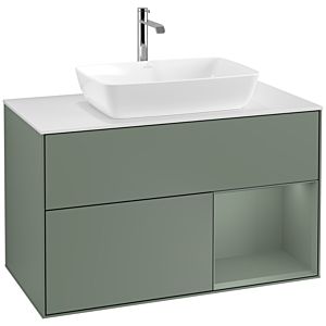 Villeroy and Boch Finion Villeroy and Boch Finion F781GMGM 100cm, cover plate white matt, shelves olive matt lacquer, Olive Matt Lacquer