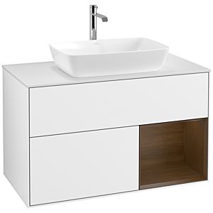 Villeroy and Boch Finion Villeroy and Boch Finion F781GNGF 100cm, cover plate white matt, shelves Walnut Veneer , glossy white lacquer