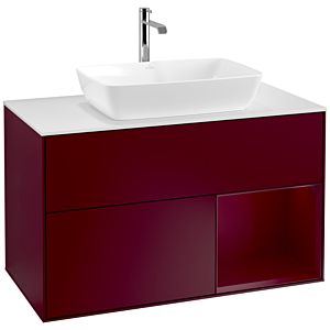 Villeroy und Boch Finion Waschtischunterschrank F781HBHB 100cm, Abdeckplatte white matt, Regale Peony matt lacquer, Peony Matt