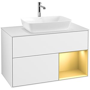 Villeroy and Boch Finion Villeroy and Boch Finion F781HFGF 100cm, cover plate white matt, shelves gold matt lacquer, glossy white lacquer
