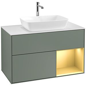 Villeroy and Boch Finion Villeroy and Boch Finion F781HFGM 100cm, cover plate white matt, shelves gold matt lacquer, Olive Matt Lacquer