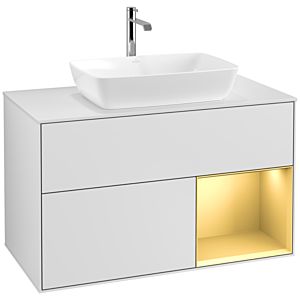 Villeroy and Boch Finion Villeroy and Boch Finion F781HFMT 100cm, cover plate white matt, shelves gold matt lacquer, white matt lacquer