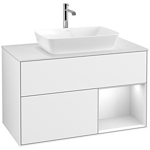 Villeroy and Boch Finion Villeroy and Boch Finion F781MTGF 100cm, cover plate white matt, shelves white matt lacquer, glossy white lacquer