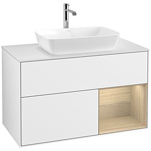 Villeroy and Boch Finion Villeroy and Boch Finion F781PCGF 100cm, cover plate white matt, shelves Oak Veneer , glossy white lacquer