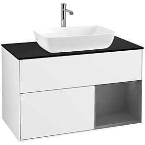 Villeroy and Boch Finion Villeroy and Boch Finion F782GKGF 100cm, cover plate black matt, shelves anthracite matt lacquer, glossy white lacquer