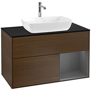 Villeroy and Boch Finion Villeroy and Boch Finion F782GKGN 100cm, cover plate black matt, shelves anthracite matt lacquer, walnut veneer