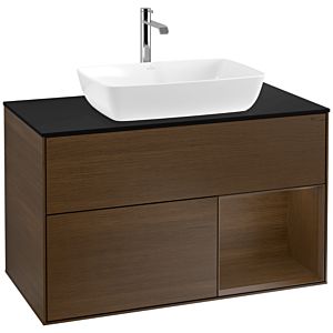 Villeroy and Boch Finion Villeroy and Boch Finion F782GNGN 100cm, cover plate black matt, shelves Walnut Veneer , Walnut Veneer veneer