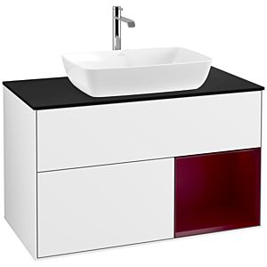 Villeroy and Boch Finion Villeroy and Boch Finion F782HBGF 100cm, cover plate black matt, shelves Peony matt lacquer, glossy white lacquer