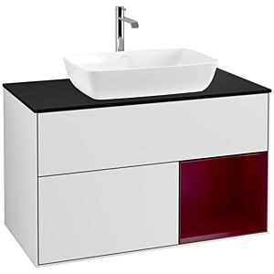 Villeroy and Boch Finion Villeroy and Boch Finion F782HBMT 100cm, cover plate black matt, shelves Peony matt lacquer, white matt lacquer