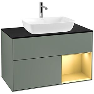 Villeroy and Boch Finion Villeroy and Boch Finion F782HFGM 100cm, cover plate black matt, shelves gold matt lacquer, Olive Matt Lacquer