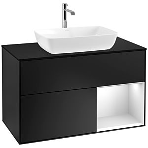 Villeroy and Boch Finion Villeroy and Boch Finion F782MTPD 100cm, cover plate black matt, shelves white matt lacquer, black matt lacquer