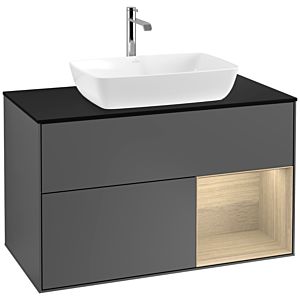 Villeroy et Boch Finion Villeroy et Boch F782PCGK 100cm, plaque de recouvrement noir mat, étagères Oak Veneer , anthracite mat