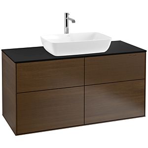 Villeroy und Boch Finion Waschtischunterschrank F79200GN 120x60,3cm, Abdeckplatte black matt, Walnut veneer