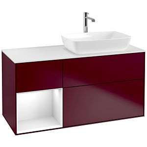 Villeroy et Boch Finion Villeroy et Boch F801GFHB 120cm, plaque de finition blanc mat, étagères laqué blanc brillant, Peony Matt