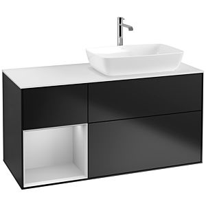 Villeroy und Boch Finion Waschtischunterschrank F801GJPD 120cm, Abdeckplatte white matt, Regale Light grey matt lacquer, Black matt lacquer