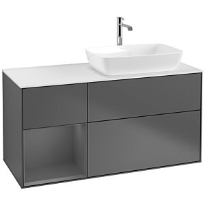 Villeroy et Boch Finion Villeroy et Boch F801GKGK 120cm, plaque de recouvrement blanc mat, étagères laqué anthracite mat, anthracite mat