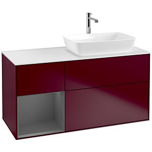 Villeroy et Boch Finion Villeroy et Boch F801GKHB 120cm, plaque de recouvrement blanc mat, étagères laqué mat anthracite, Peony Matt