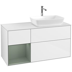 Villeroy and Boch Finion Villeroy and Boch Finion F801GMGF 120cm, cover plate matt white, shelves olive matt lacquer, glossy white lacquer