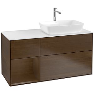 Villeroy et Boch Finion F801GNGN 120cm, plaque de recouvrement blanc mat, étagères Walnut Veneer , placage Walnut Veneer