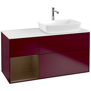 Villeroy et Boch Finion Villeroy et Boch F801GNHB 120cm, plaque de finition blanc mat, étagères Walnut Veneer , Peony Matt