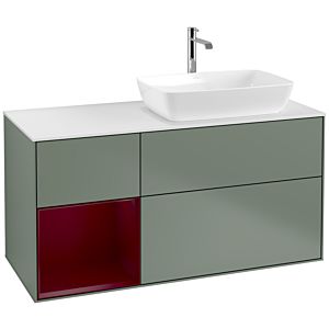 Villeroy et Boch Finion Villeroy et Boch F801HBGM 120cm, plaque de finition blanc mat, étagères Peony laqué mat, Olive Matt Lacquer