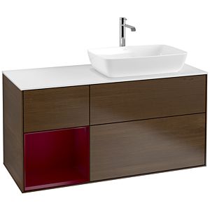 Villeroy et Boch Finion Villeroy et Boch F801HBGN 120cm, plaque de recouvrement blanc mat, étagères Peony laqué mat, placage Peony