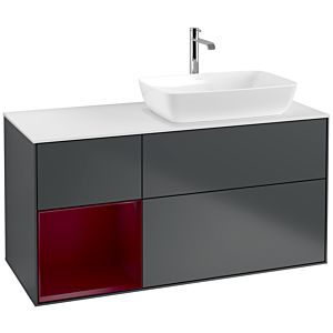 Villeroy und Boch Finion Waschtischunterschrank F801HBHG 120cm, Abdeckplatte white matt, Regale Peony matt lacquer, Midnight Blue Matt Lacquer