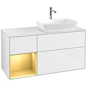 Villeroy and Boch Finion Villeroy and Boch Finion F801HFGF 120cm, cover plate matt white, shelves matt gold lacquer, glossy white lacquer