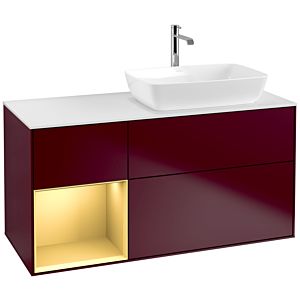 Villeroy et Boch Finion Villeroy et Boch F801HFHB 120cm, plaque de recouvrement blanc mat, étagères laqué mat or, Peony Matt