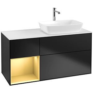 Villeroy and Boch Finion Villeroy and Boch Finion F801HFPD 120cm, cover plate white matt, shelves gold matt lacquer, black matt lacquer