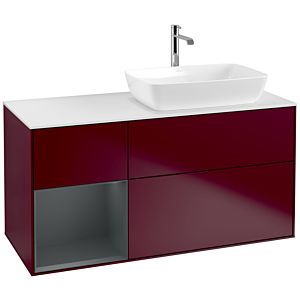 Villeroy et Boch Finion Villeroy et Boch F801HGHB 120cm, plaque de recouvrement blanc mat, étagères laqué mat Midnight, Peony Matt