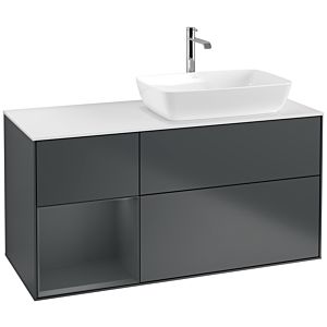 Villeroy und Boch Finion Waschtischunterschrank F801HGHG 120cm, Abdeckplatte white matt, Regale Midnight matt lacquer, Midnight Blue Matt Lacquer