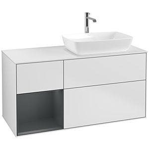 Villeroy et Boch Finion Villeroy et Boch F801HGMT 120cm, plaque de recouvrement blanc mat, étagères laqué mat minuit, laqué mat blanc