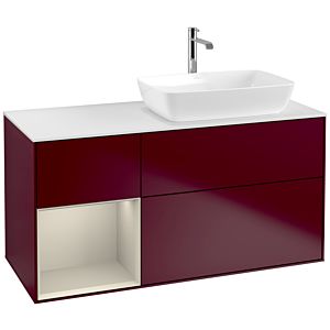 Villeroy und Boch Finion Waschtischunterschrank F801HHHB 120cm, Abdeckplatte white matt, Regale sand matt lacquer, Peony Matt