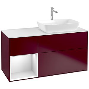 Villeroy und Boch Finion Waschtischunterschrank F801MTHB 120cm, Abdeckplatte white matt, Regale White matt lacquer, Peony Matt