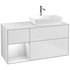 Villeroy und Boch Finion Waschtischunterschrank F801MTMT 120cm, Abdeckplatte white matt, Regale White matt lacquer, White matt lacquer