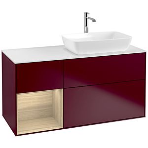 Villeroy et Boch Finion Villeroy et Boch F801PCHB 120cm, plaque de finition blanc mat, étagères Oak Veneer , Peony Matt