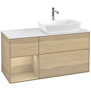 Villeroy und Boch Finion Waschtischunterschrank F801PCPC 120cm, Abdeckplatte white matt, Regale Oak Veneer, Oak Veneer
