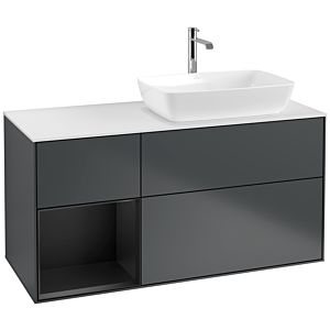 Villeroy und Boch Finion Waschtischunterschrank F801PDHG 120cm, Abdeckplatte white matt, Regale Black matt lacquer, Midnight Blue Matt Lacquer