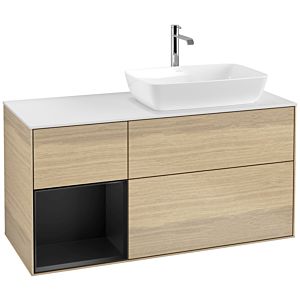 Villeroy und Boch Finion Waschtischunterschrank F801PDPC 120cm, Abdeckplatte white matt, Regale Black matt lacquer, Oak Veneer