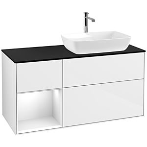 Villeroy and Boch Finion Villeroy and Boch Finion F802GFGF 120cm, cover plate black matt, shelves Glossy white lacquer, Glossy white lacquer