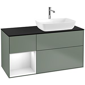 Villeroy and Boch Finion Villeroy and Boch Finion F802GFGM 120cm, cover plate black matt, shelves Glossy white lacquer, Olive Matt Lacquer