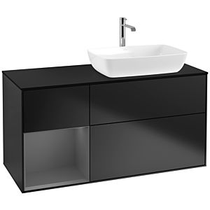 Villeroy et Boch Finion Villeroy et Boch F802GKPD 120cm, plaque de finition noir mat, étagères laqué anthracite mat, laqué noir mat