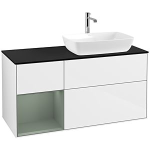 Villeroy and Boch Finion Villeroy and Boch Finion F802GMGF 120cm, cover plate black matt, shelves olive matt lacquer, glossy white lacquer