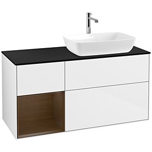 Villeroy and Boch Finion Villeroy and Boch Finion F802GNGF 120cm, cover plate black matt, shelves Walnut Veneer , glossy white lacquer