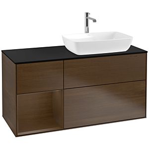 Villeroy et Boch Finion Villeroy et Boch F802GNGN 120cm, plaque de finition noire mate, étagères Walnut Veneer , placage Walnut Veneer