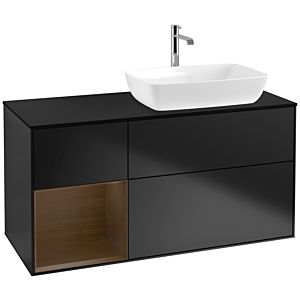 Villeroy et Boch Finion Villeroy et Boch F802GNPD 120cm, plaque de recouvrement noir mat, étagères Walnut Veneer , laqué noir mat