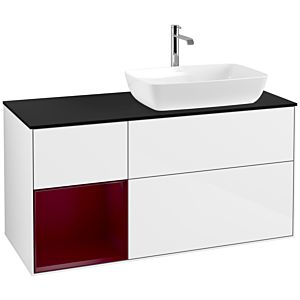 Villeroy and Boch Finion Villeroy and Boch Finion F802HBGF 120cm, cover plate black matt, shelves Peony matt lacquer, glossy white lacquer