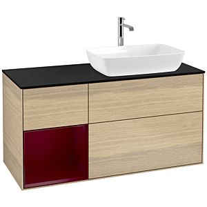 Villeroy and Boch Finion Villeroy and Boch Finion F802HBPC 120cm, cover plate black matt, shelves Peony matt lacquer, Oak Veneer