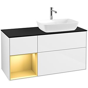 Villeroy and Boch Finion Villeroy and Boch Finion F802HFGF 120cm, cover plate black matt, shelves gold matt lacquer, glossy white lacquer